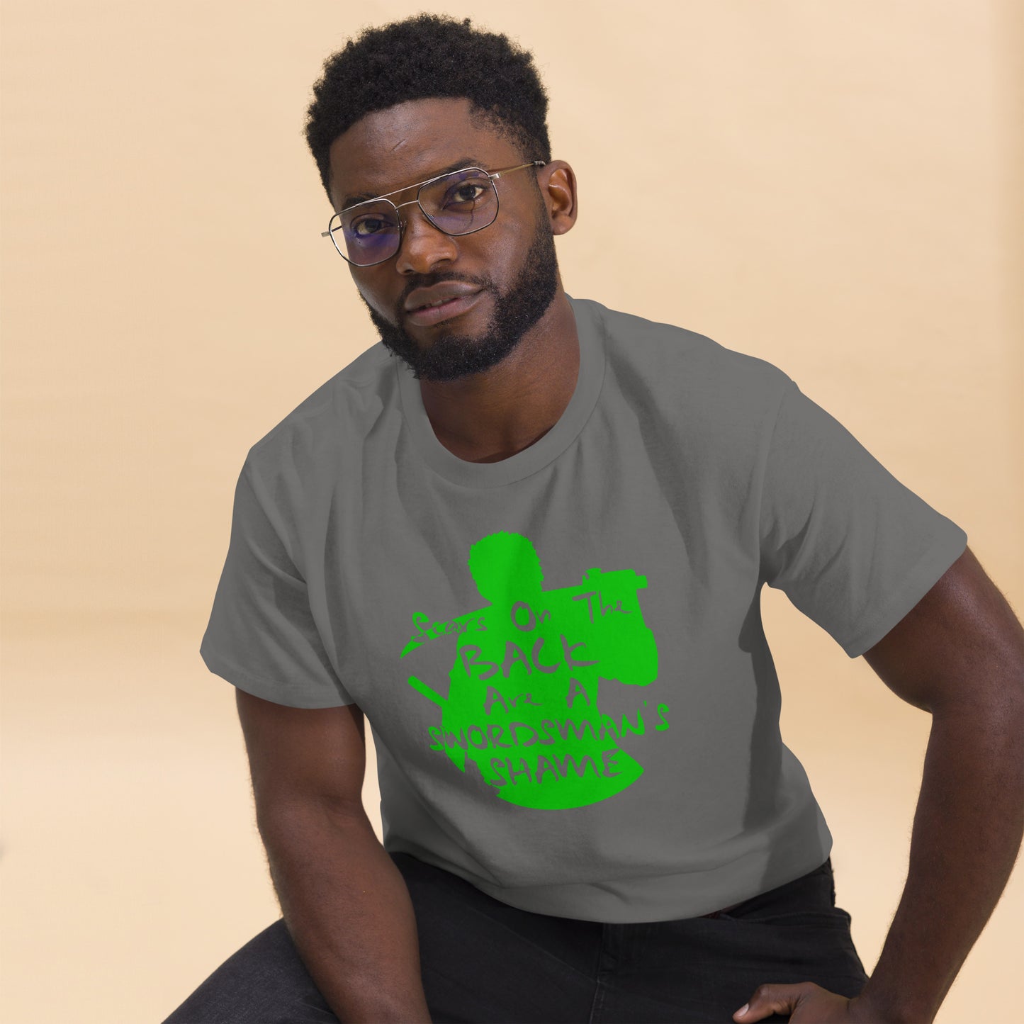"Scars On The Back Are A Swordsman's Shame" Zoro Inspired Quote T-Shirt One Piece (Dark Fabric)