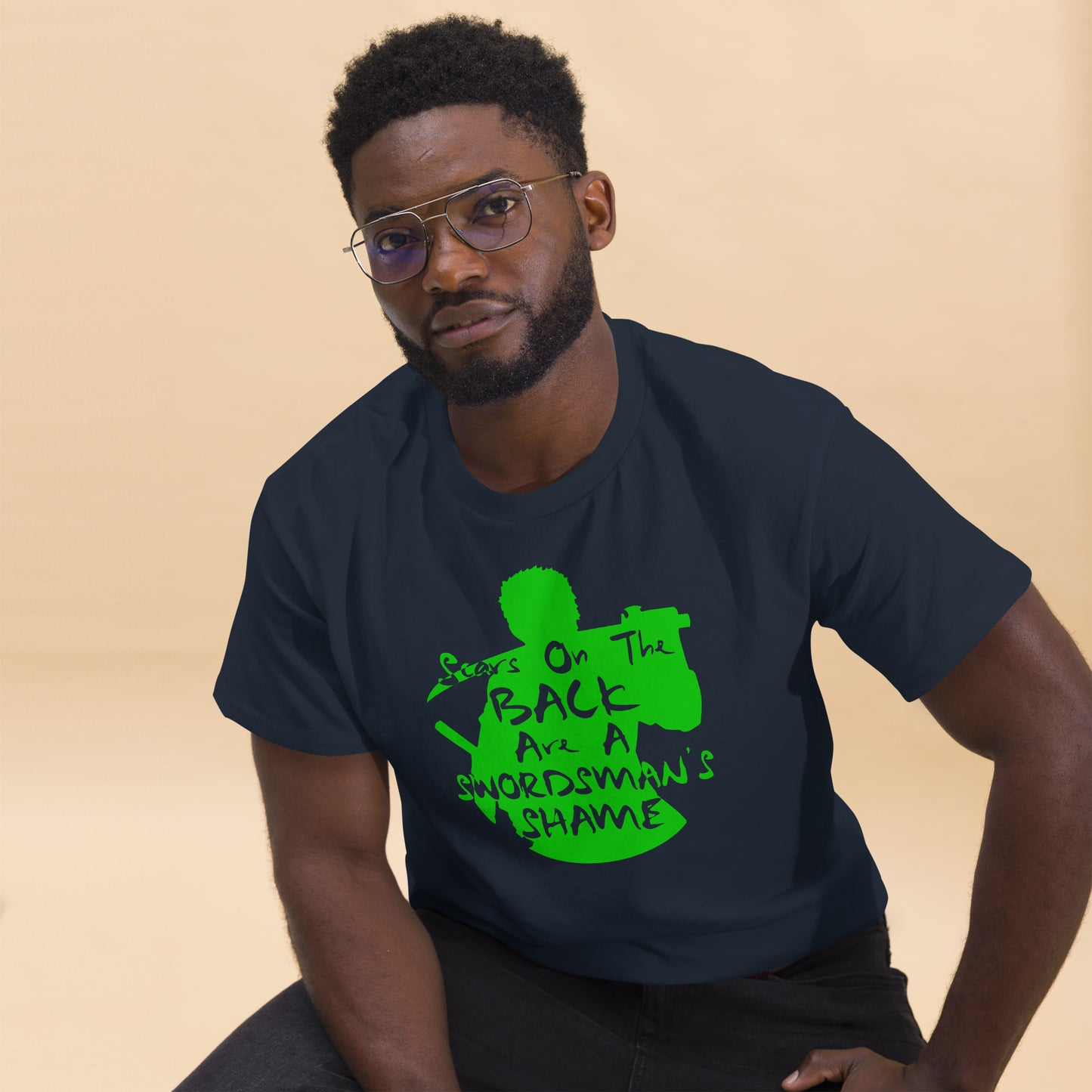 "Scars On The Back Are A Swordsman's Shame" Zoro Inspired Quote T-Shirt One Piece (Dark Fabric)