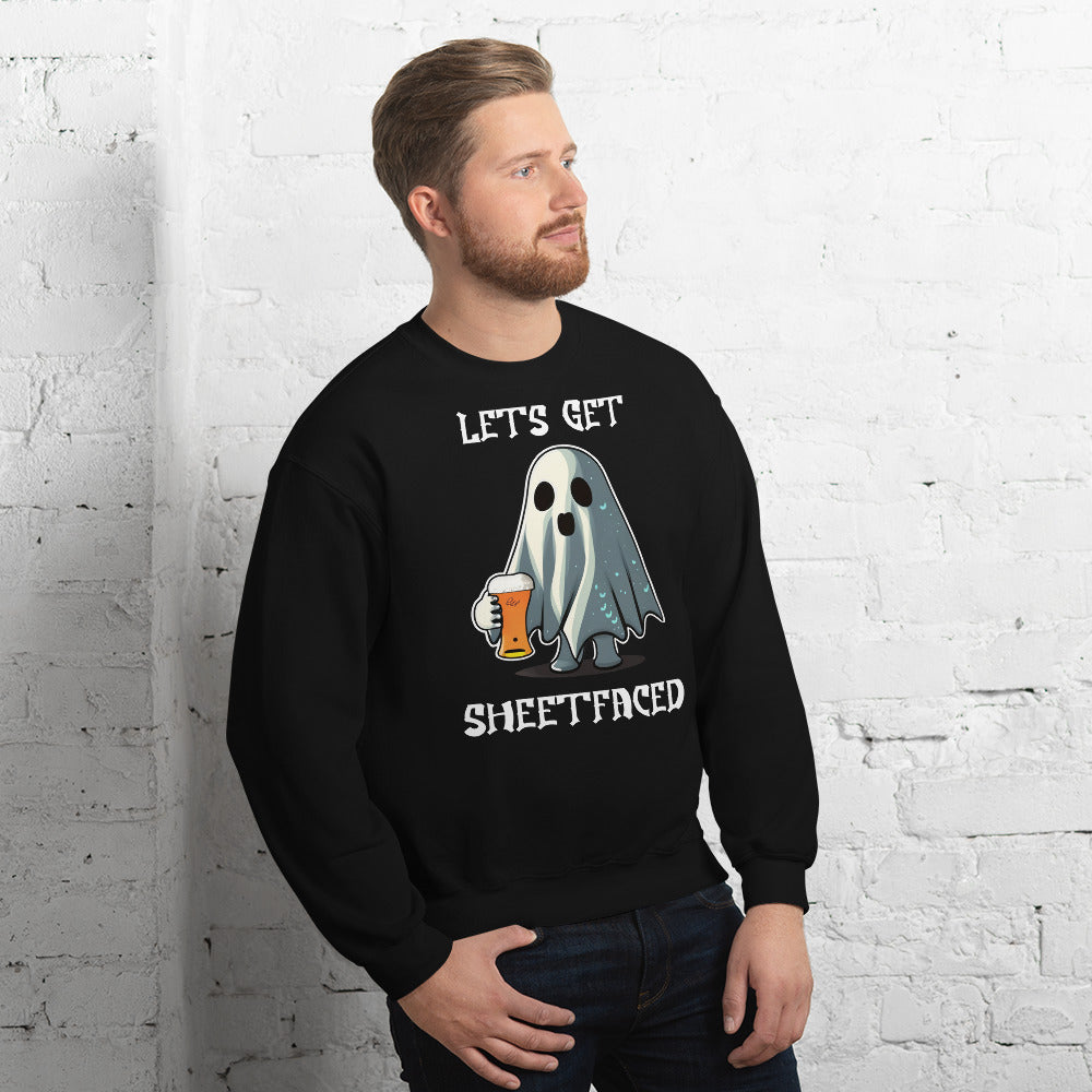 "Lets Get Sheetfaced" Funny Halloween Sweatshirt