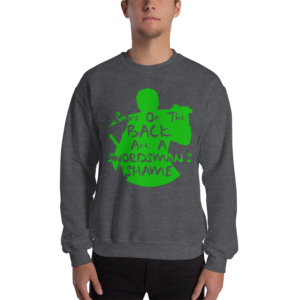 "Scars On The Back Are A Swordsman's Shame" Zoro Inspired Quote Sweatshirt One Piece (Dark Fabric)
