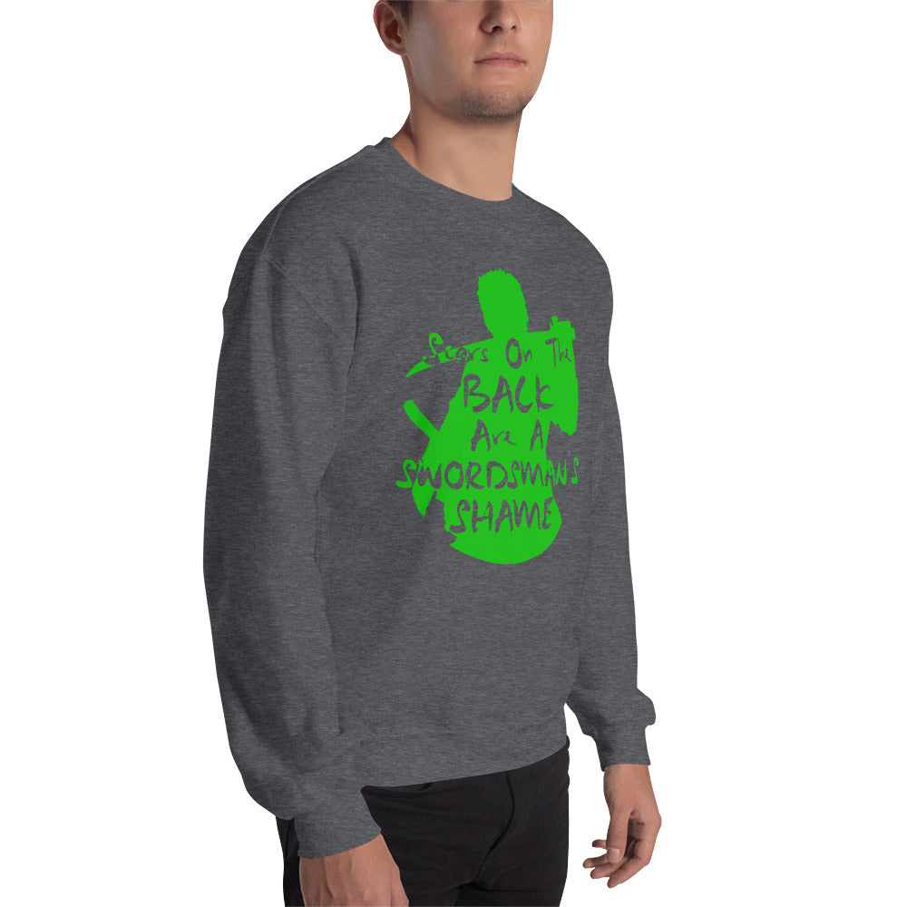 "Scars On The Back Are A Swordsman's Shame" Zoro Inspired Quote Sweatshirt One Piece (Dark Fabric)