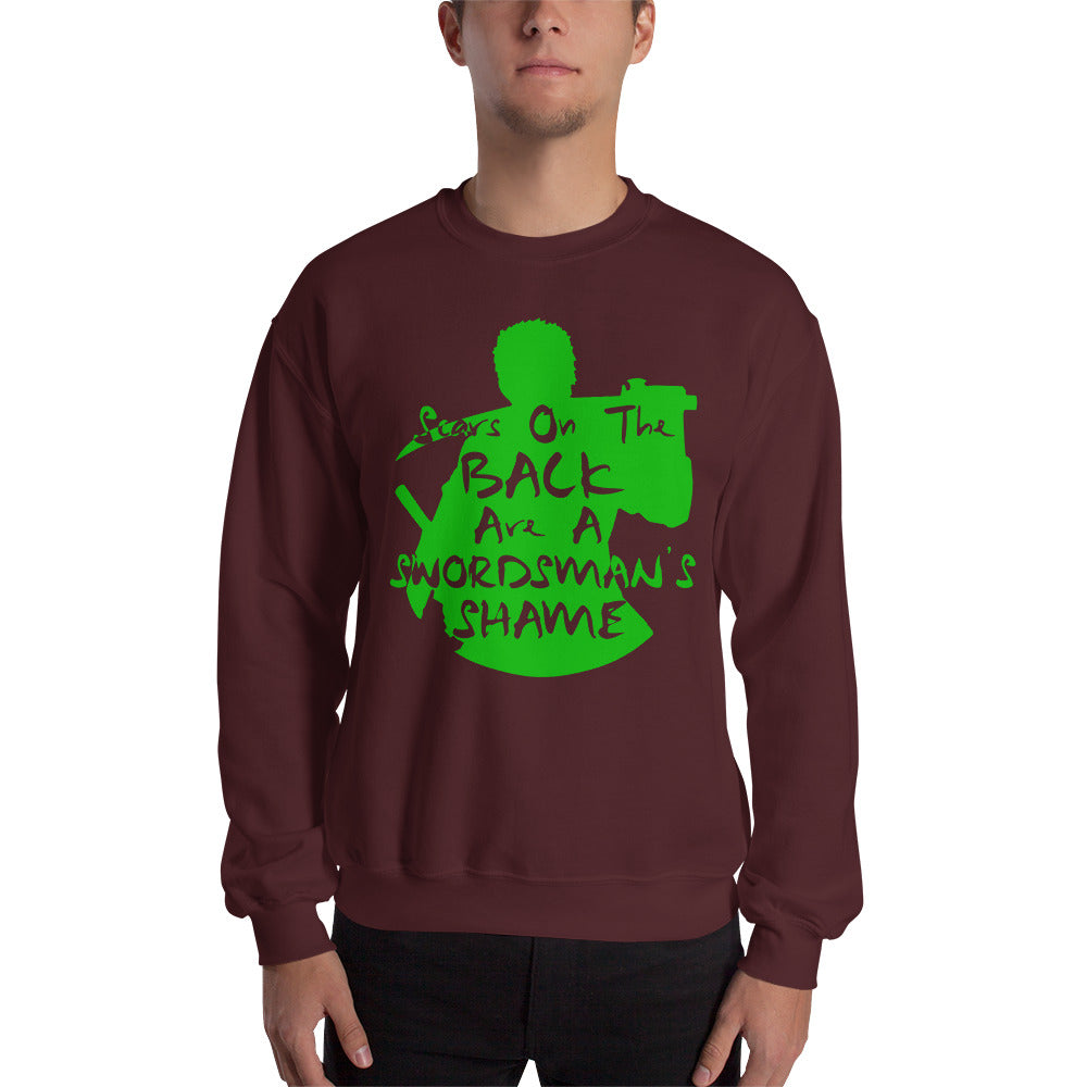 "Scars On The Back Are A Swordsman's Shame" Zoro Inspired Quote Sweatshirt One Piece (Dark Fabric)