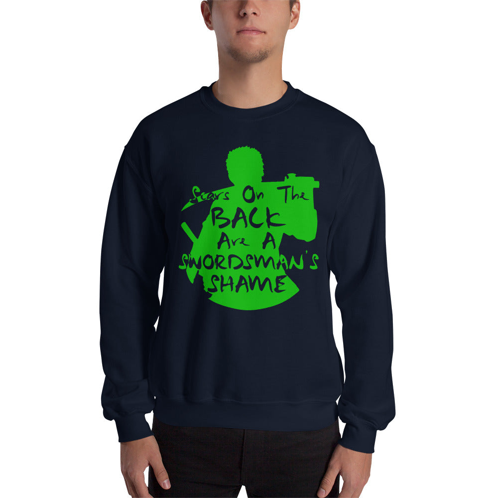 "Scars On The Back Are A Swordsman's Shame" Zoro Inspired Quote Sweatshirt One Piece (Dark Fabric)
