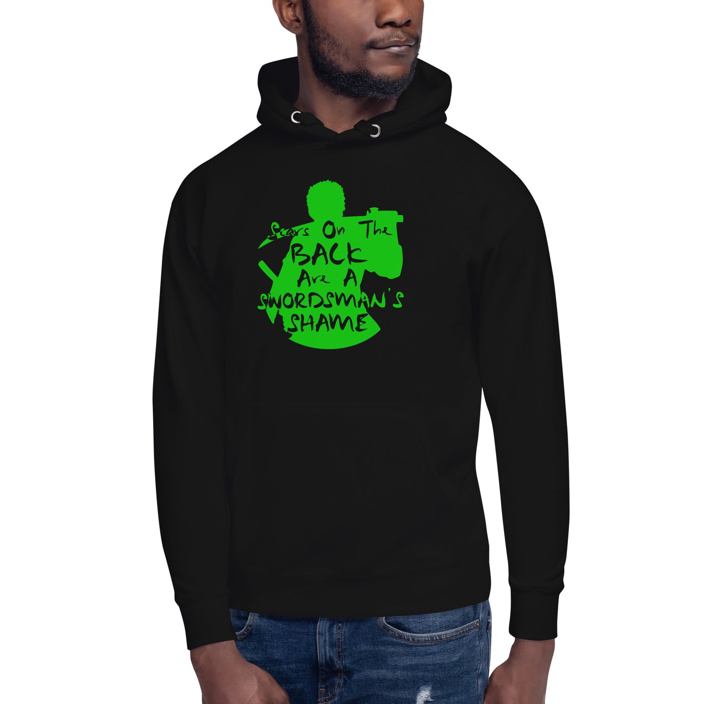 "Scars On The Back Are A Swordsman's Shame" Zoro Inspired Quote Unisex Hoodie One Piece (Dark Fabric)