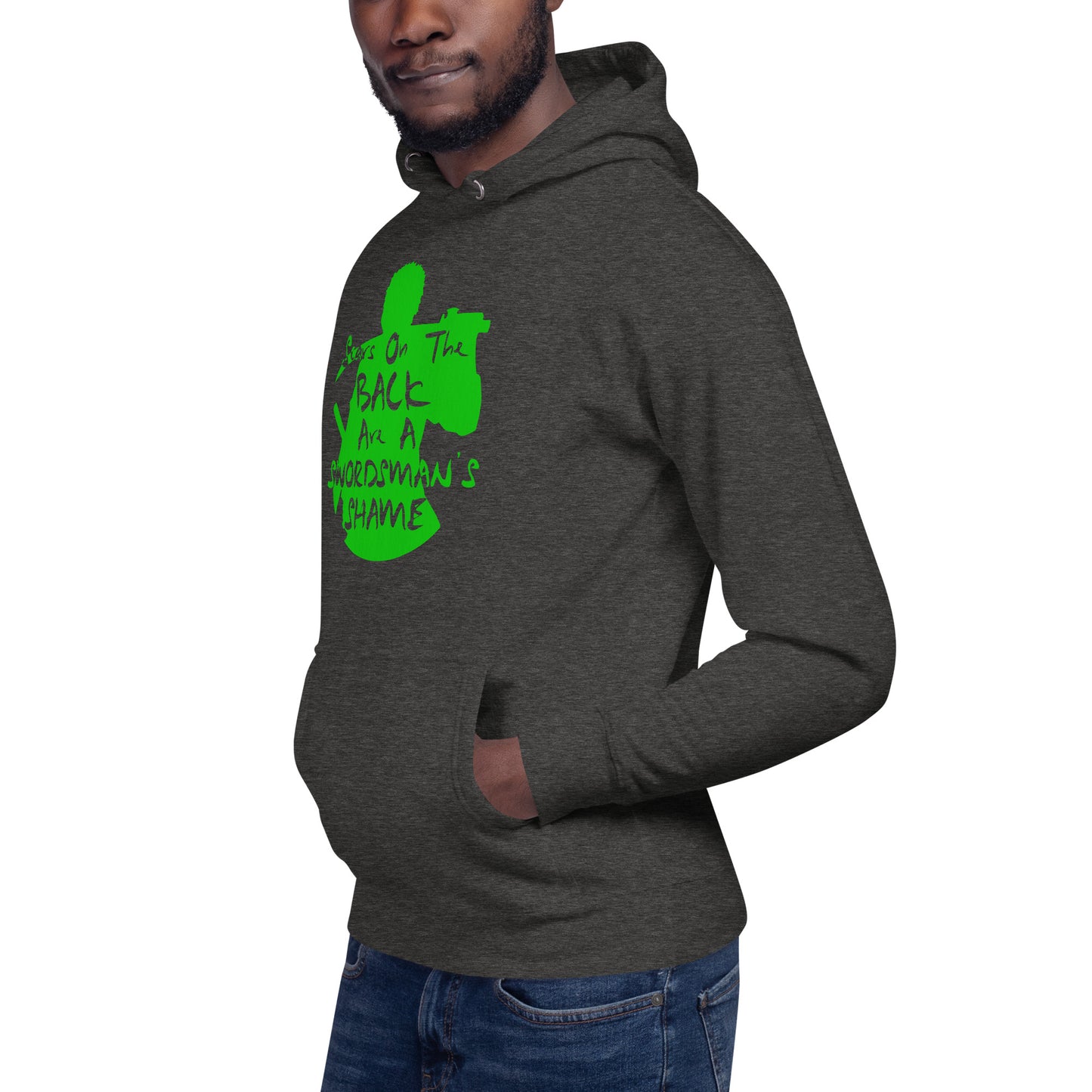 "Scars On The Back Are A Swordsman's Shame" Zoro Inspired Quote Unisex Hoodie One Piece (Dark Fabric)