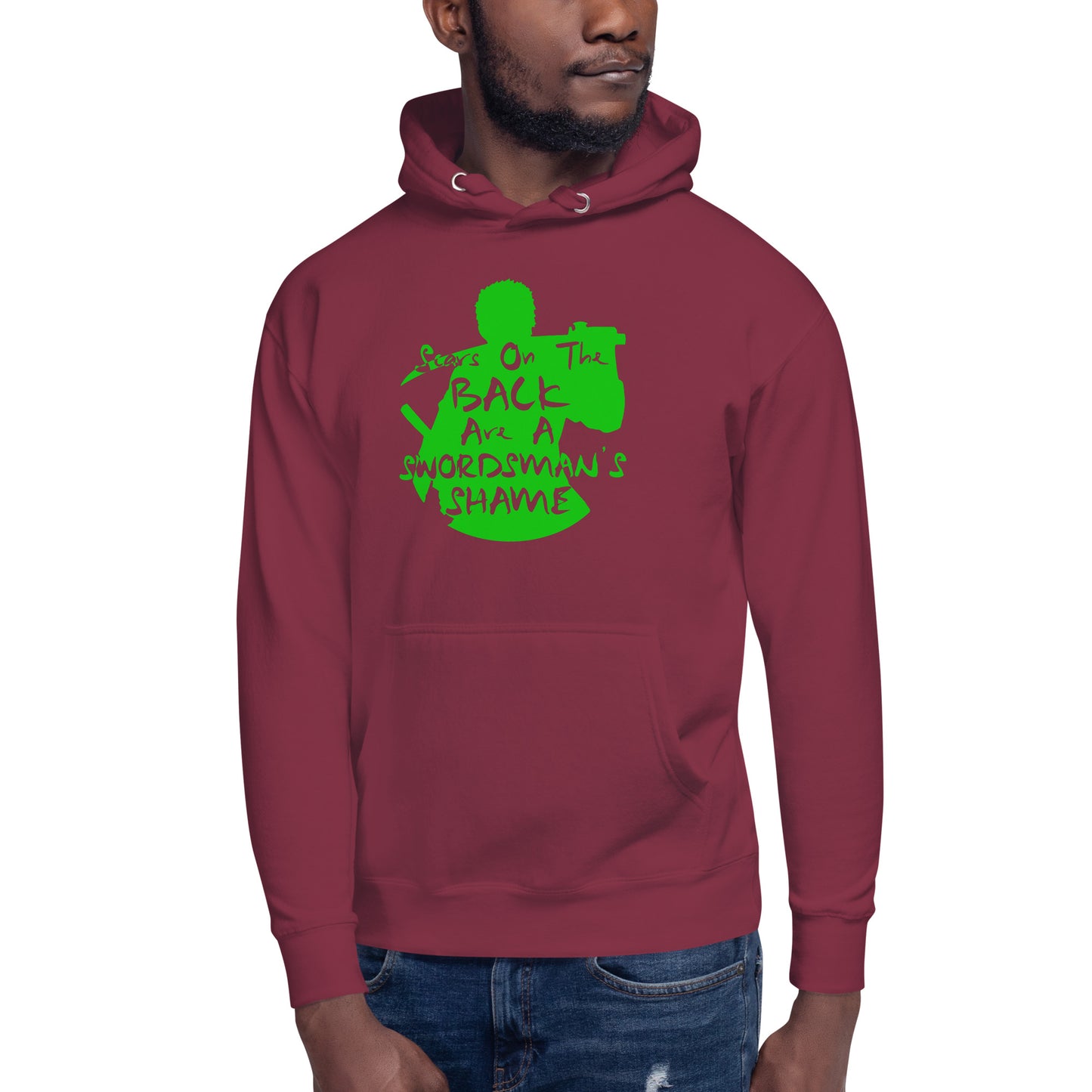 "Scars On The Back Are A Swordsman's Shame" Zoro Inspired Quote Unisex Hoodie One Piece (Dark Fabric)