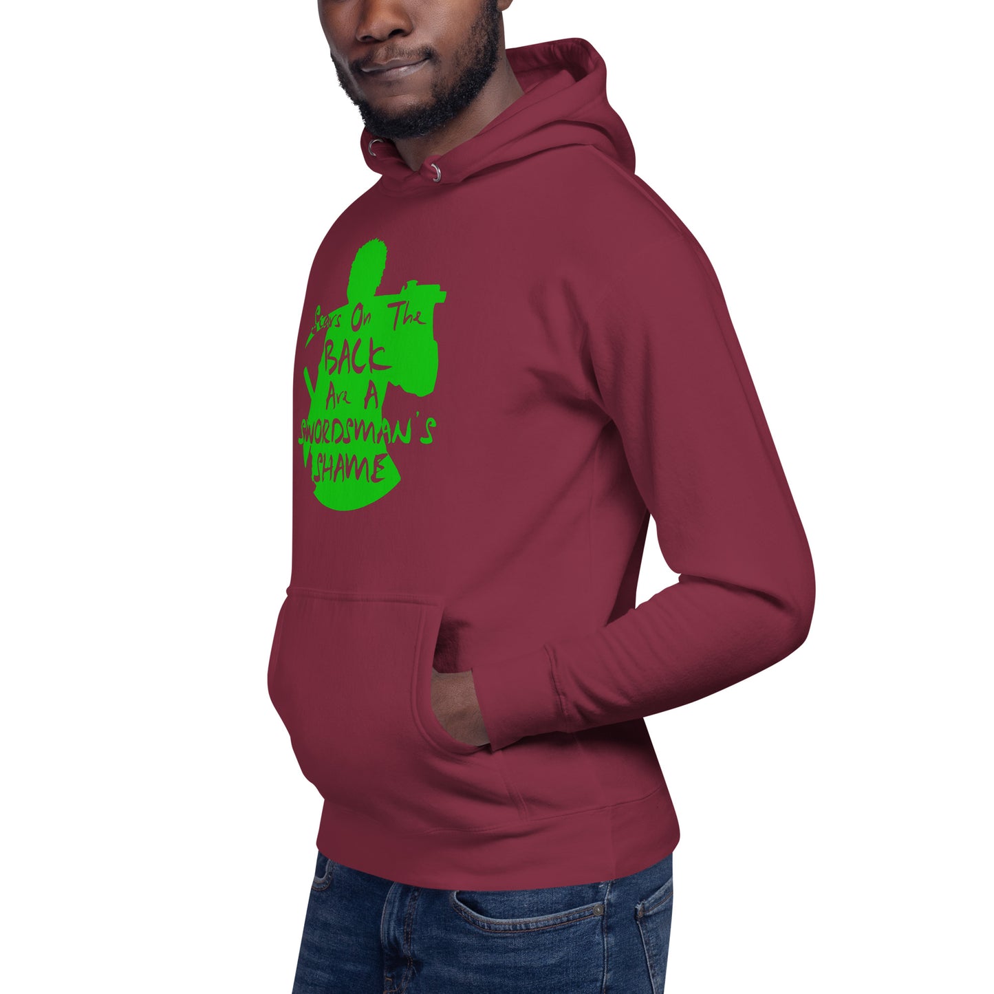 "Scars On The Back Are A Swordsman's Shame" Zoro Inspired Quote Unisex Hoodie One Piece (Dark Fabric)