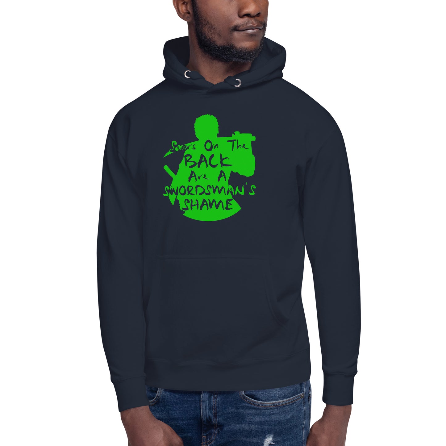 "Scars On The Back Are A Swordsman's Shame" Zoro Inspired Quote Unisex Hoodie One Piece (Dark Fabric)
