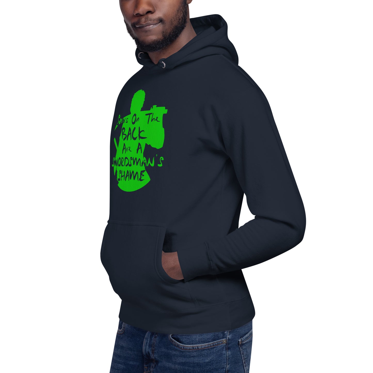 "Scars On The Back Are A Swordsman's Shame" Zoro Inspired Quote Unisex Hoodie One Piece (Dark Fabric)
