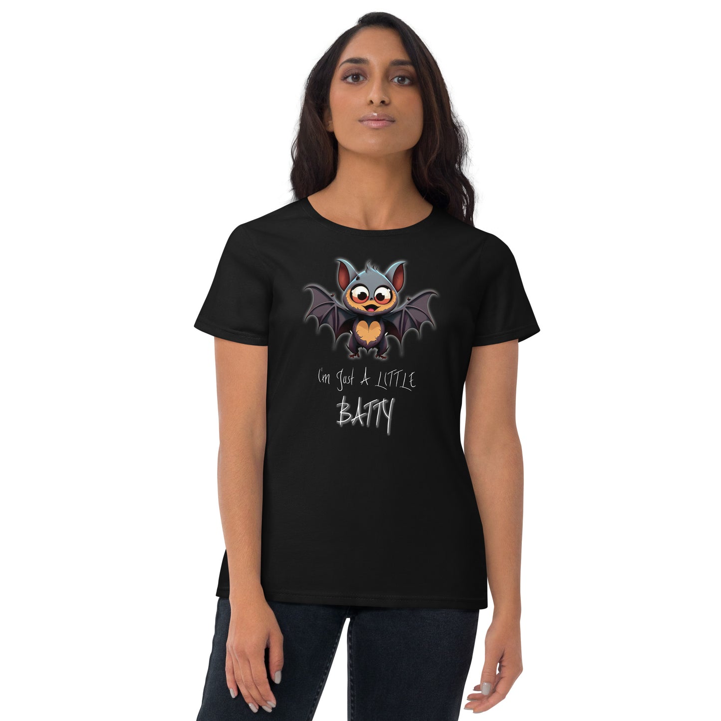 "I'm Just A Little Batty" Funny Halloween Women's Short Sleeve T-Shirt