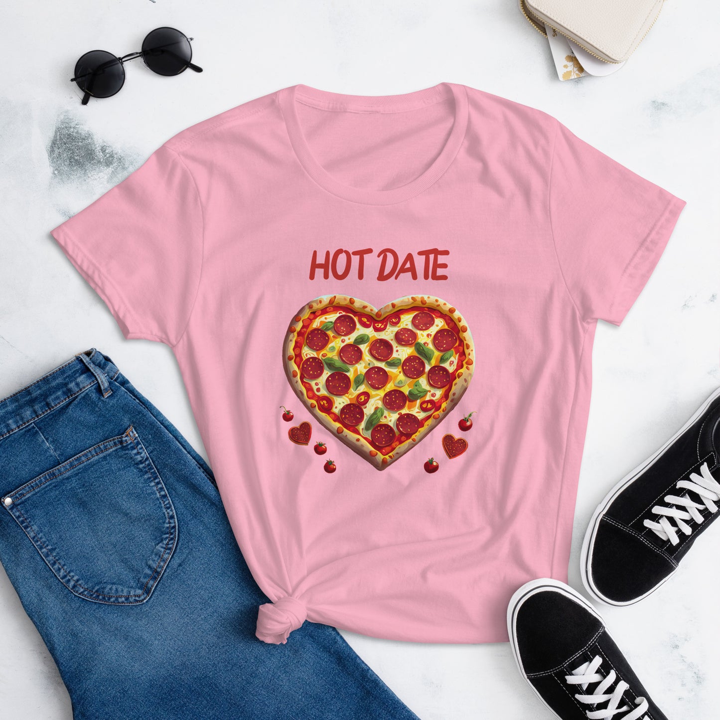 "Hot Date" Pizza Funny Women's Short Sleeve T-shirt