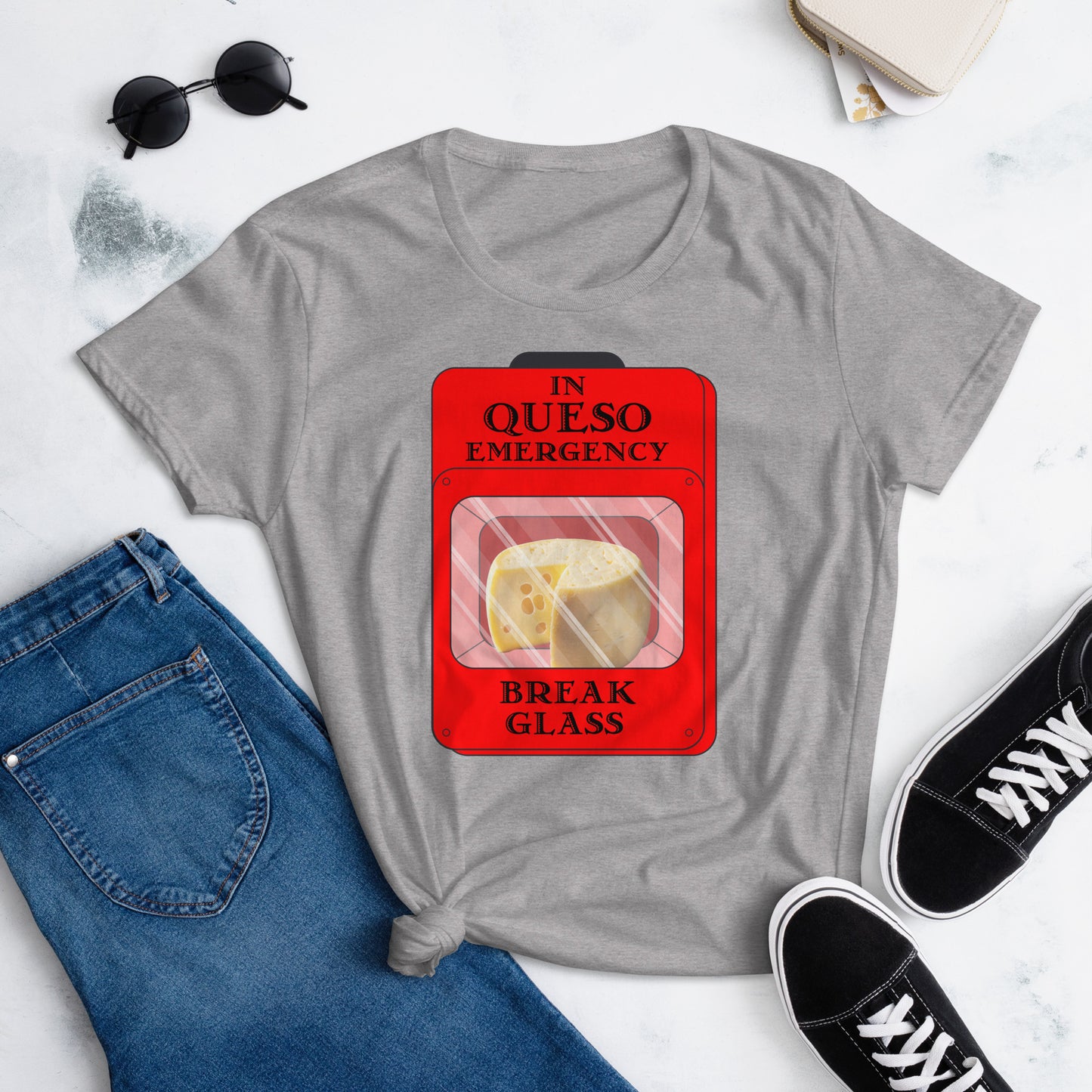 "In Queso Emergency Break Glass" Women's Short Sleeve T-Shirt