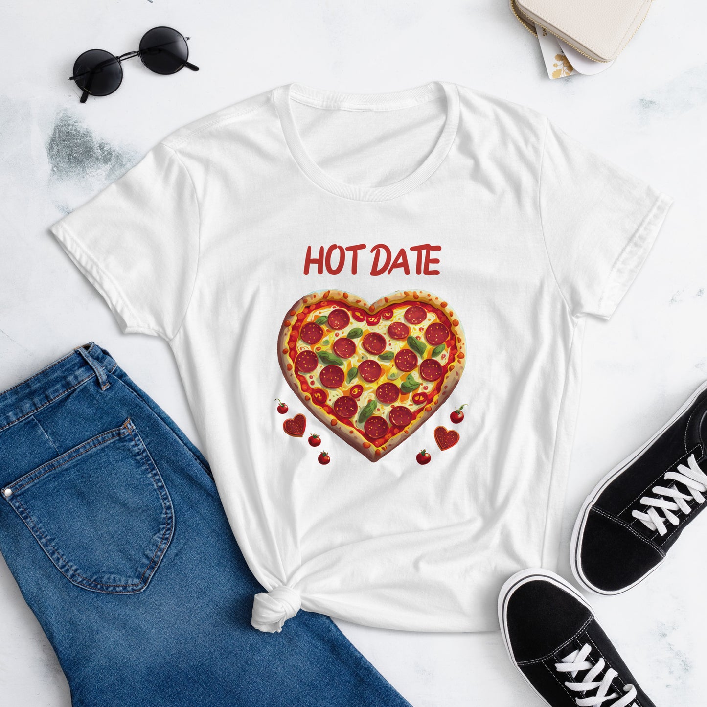"Hot Date" Pizza Funny Women's Short Sleeve T-shirt