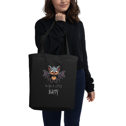 "I'm Just A Little Batty" Funny Halloween Tote Bag