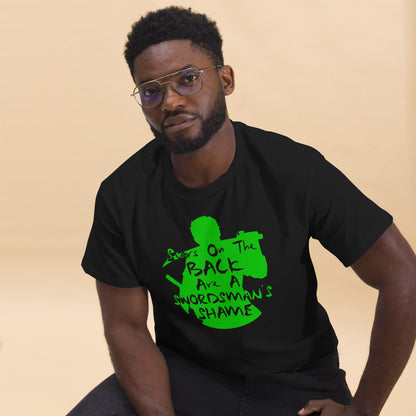 "Scars On The Back Are A Swordsman's Shame" Zoro Inspired Quote T-Shirt One Piece (Dark Fabric)